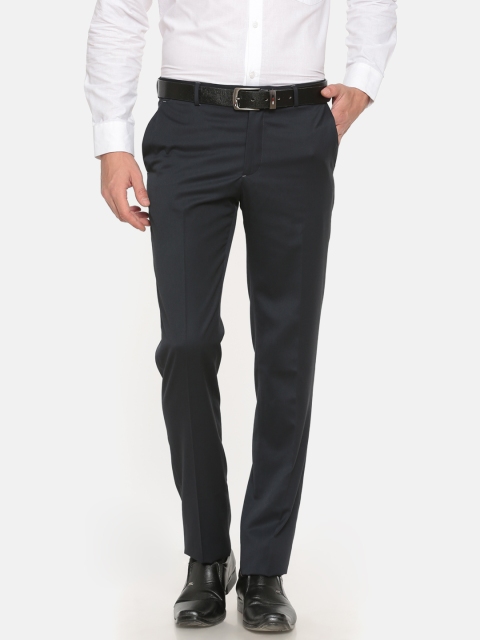 

V Dot Men Navy Blue Slim Fit Solid Formal Trousers
