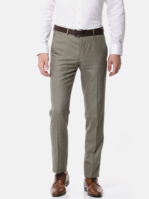 

Van Heusen Men Brown Slim Fit Checked Formal Trousers
