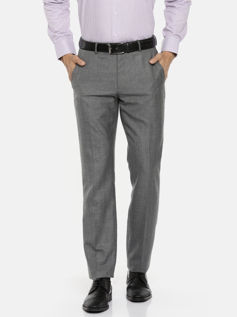 

Van Heusen Men Grey Slim Fit Solid Formal Trousers