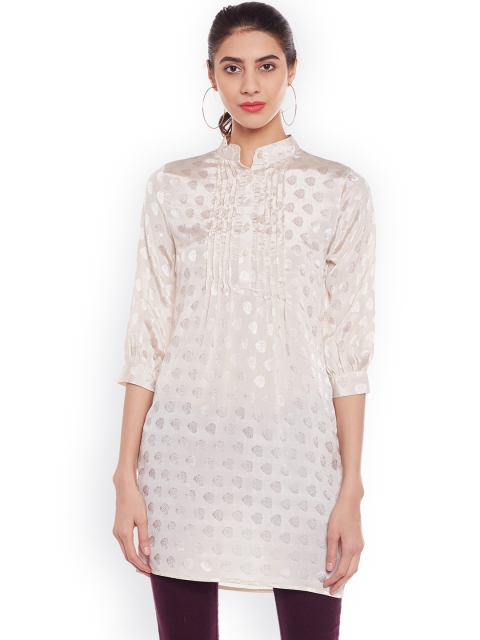

Oxolloxo Women Beige Self Design Tunic