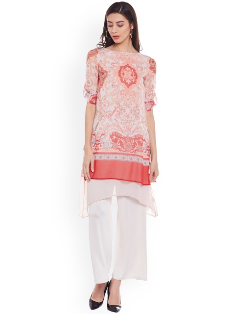 

Oxolloxo Women Peach-Coloured Printed Tunic