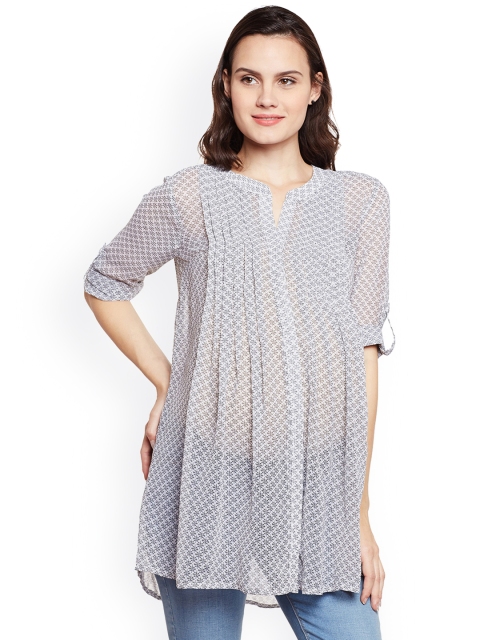 

Oxolloxo Off-White & Black Printed Maternity Tunic