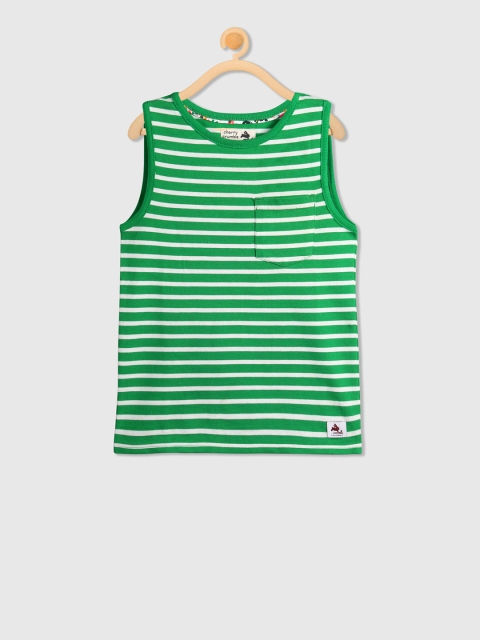 

Cherry Crumble Unisex Green Striped Round Neck T-shirt