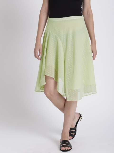 

Chemistry Women Lime Green Self-Design Knee Length Flared Skirt