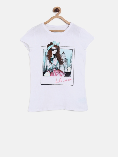 

The Childrens Place Girls White Printed Round Neck T-shirt
