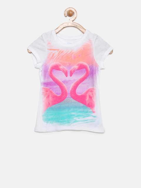 

The Childrens Place Girls White Printed Round Neck T-shirt
