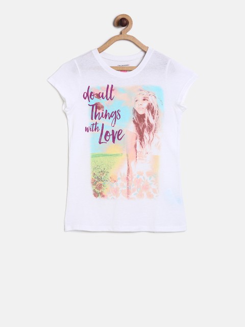 

The Childrens Place Girls White Printed Round Neck T-shirt