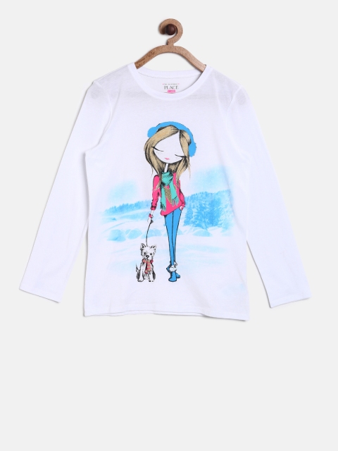 

The Childrens Place Girls White Printed Round Neck T-shirt
