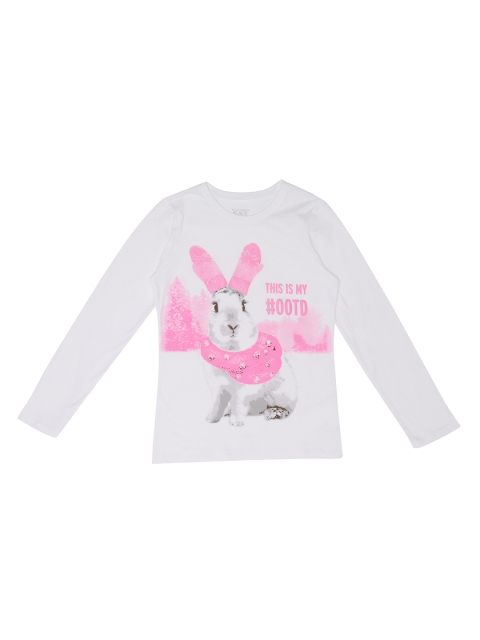 

The Childrens Place Girls White Printed Round Neck T-shirt