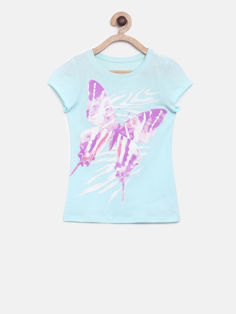 

The Childrens Place Girls Blue Printed Round Neck T-shirt