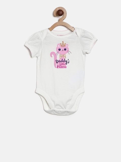 

The Childrens Place Unisex White Printed Rompers