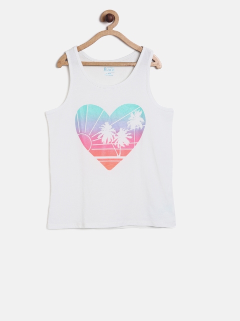 

The Childrens Place Girls White Printed Round Neck T-shirt