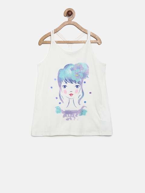 

The Childrens Place Girls White Printed Tank Top