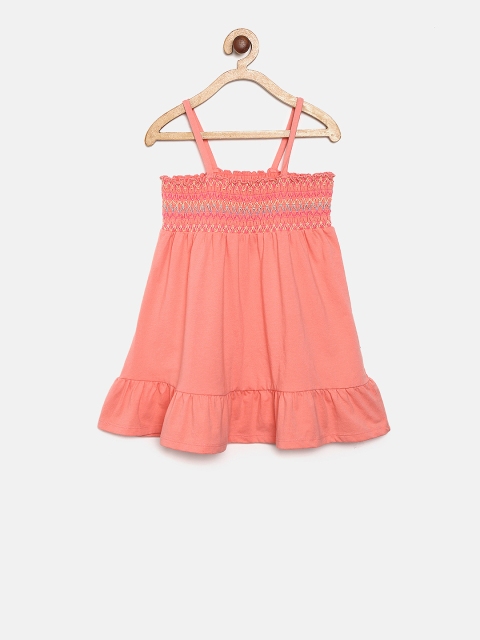 

The Childrens Place Girls Peach-Coloured Solid Bardot Top