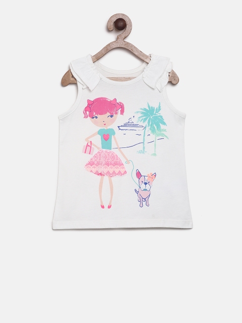 

The Childrens Place Girls White Printed Tank Top