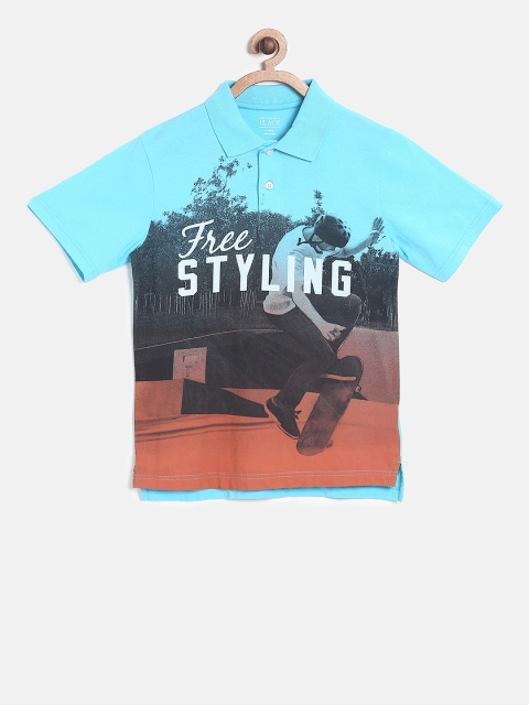 

The Childrens Place Boys Blue Printed Polo Collar T-shirt