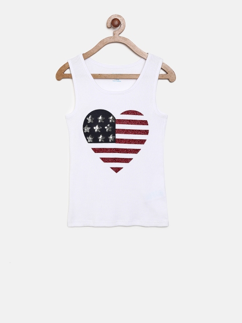 

The Childrens Place Girls White Embellished Tank Top