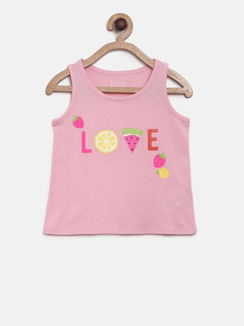 

The Childrens Place Girls Pink Printed Round Neck T-shirt