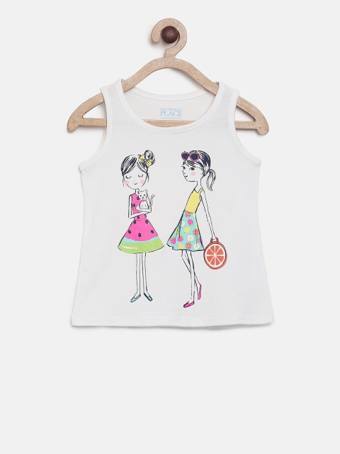 

The Childrens Place Girls White Printed Round Neck T-shirt