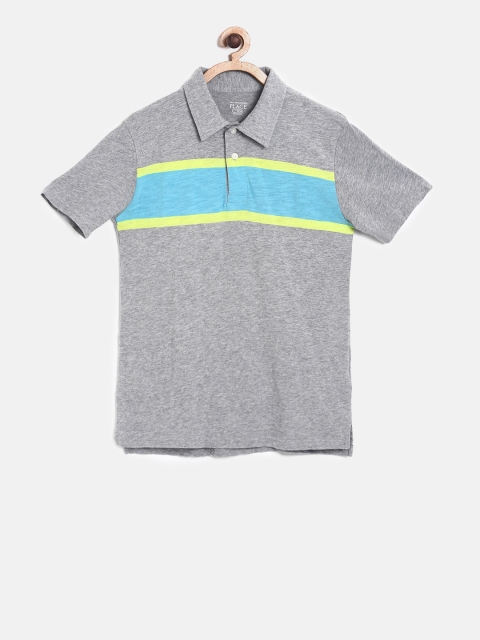 

The Childrens Place Boys Grey Striped Polo Collar T-shirt