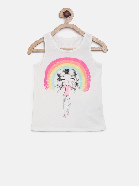 

The Childrens Place Girls White Printed Tank Top