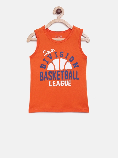 

The Childrens Place Boys Orange Printed Round Neck T-shirt
