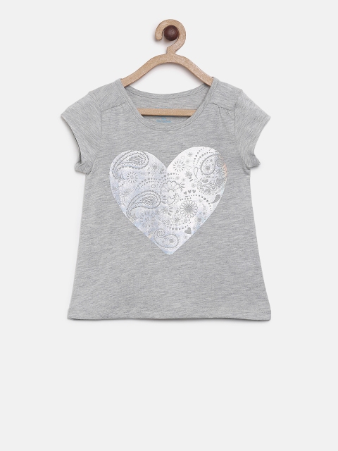 

The Childrens Place Girls Grey Printed Round Neck T-shirt