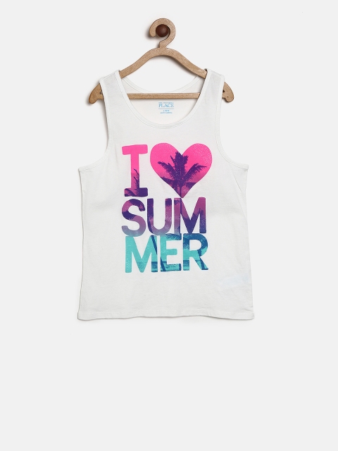 

The Childrens Place Girls White Printed Tank Top