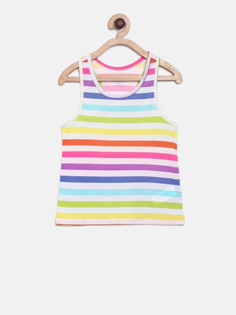 

The Childrens Place Girls Multicoloured Striped Round Neck Top, Multi