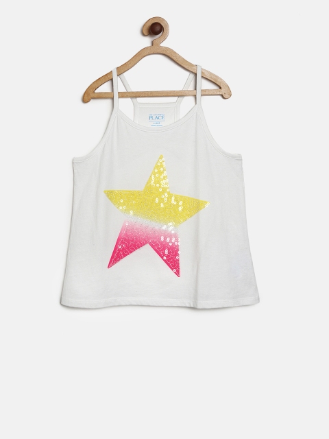 

The Childrens Place Girls White Star Print Tank Top