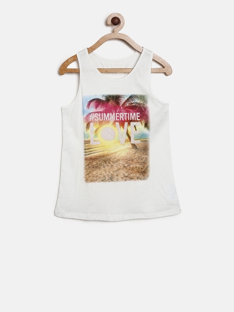 

The Childrens Place Girls White Printed Tank Top