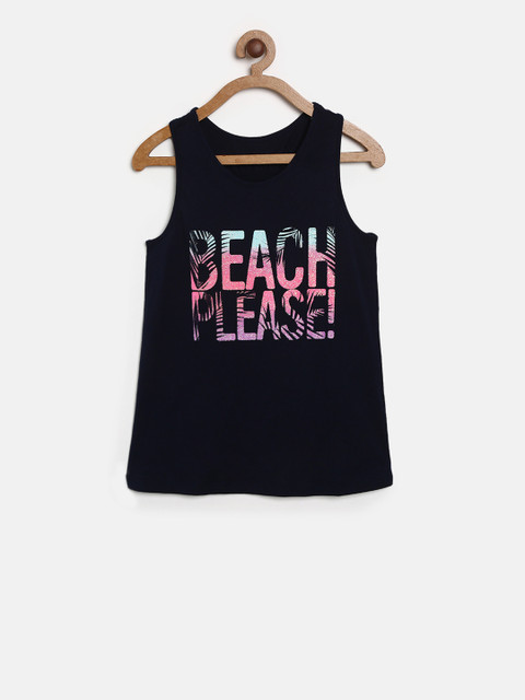 

The Childrens Place Girls Black Printed Tank Top