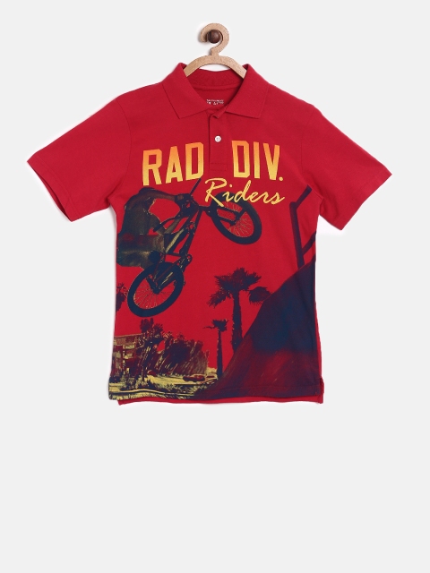 

The Childrens Place Boys Red Printed Polo Collar T-shirt