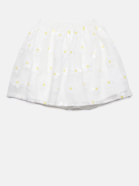 

The Childrens Place Girls White Embellished Flared Skirt