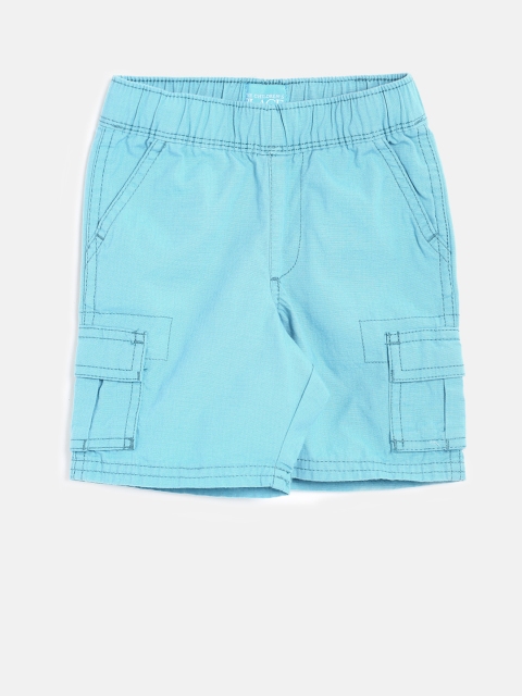 

The Childrens Place Boys Turquoise Blue Solid Regular Fit Shorts