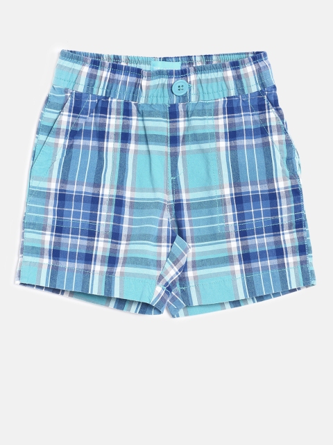 

The Childrens Place Boys Blue & White Checked Regular Fit Shorts
