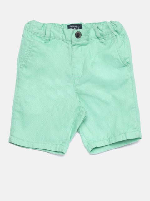 

The Childrens Place Boys Sea Green Solid Regular Fit Chino Shorts