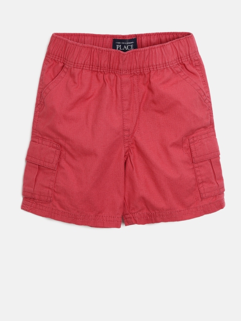 

The Childrens Place Boys Red Solid Regular Fit Cargo Shorts