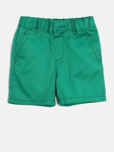 

The Childrens Place Boys Green Solid Regular Fit Cargo Shorts