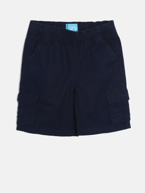 

The Childrens Place Boys Navy Blue Solid Regular Fit Cargo Shorts
