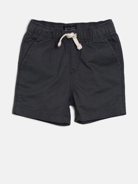 

The Childrens Place Boys Black Solid Regular Fit Shorts