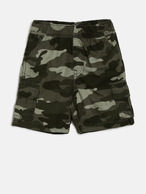 

The Childrens Place Boys Olive Green Printed Regular Fit Cargo Shorts