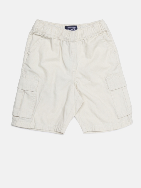 

The Childrens Place Boys White Solid Regular Fit Cargo Shorts