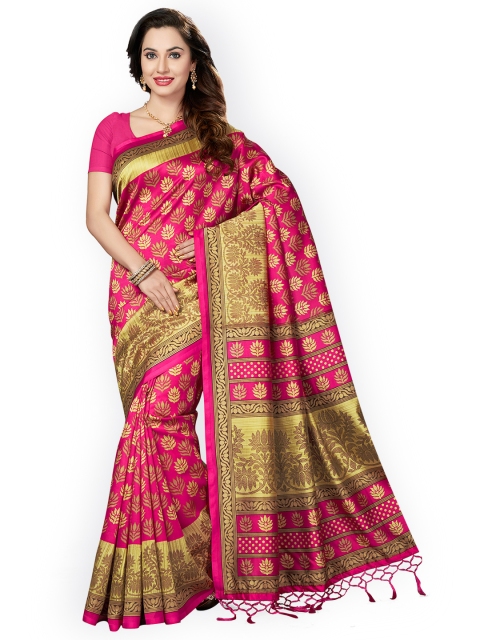 

Ishin Magenta & Pink Art Silk Printed Bhagalpuri Saree