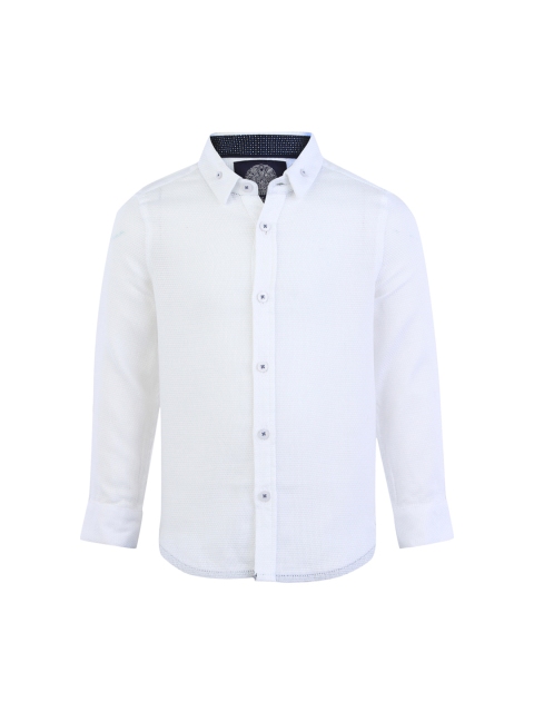 

One Friday Boys White Premium Regular Fit Self Design Casual Shirt