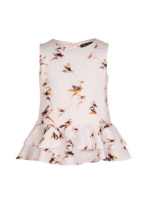 

One Friday Girls Pink Printed Peplum Top