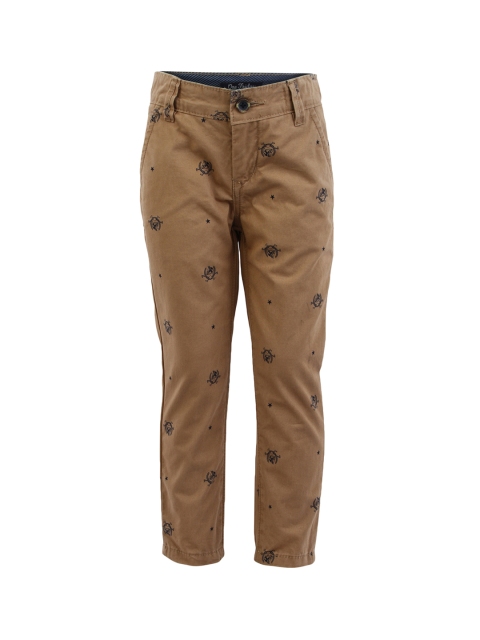 

One Friday Boys Brown Regular Fit Printed Chinos