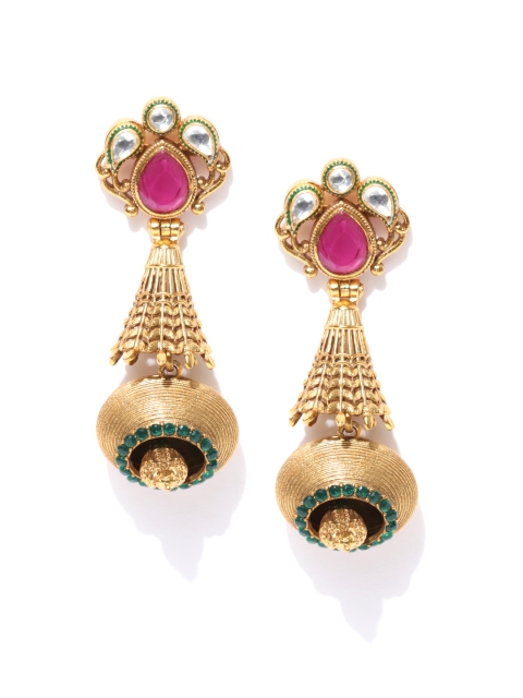 

Priyaasi Pink Gold-Plated Handcrafted Polki Drop Earrings