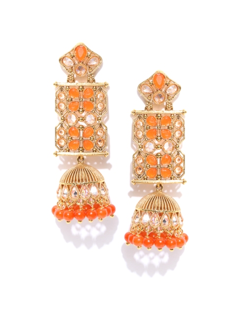

Priyaasi Orange Gold-Plated Handcrafted Jhumkas