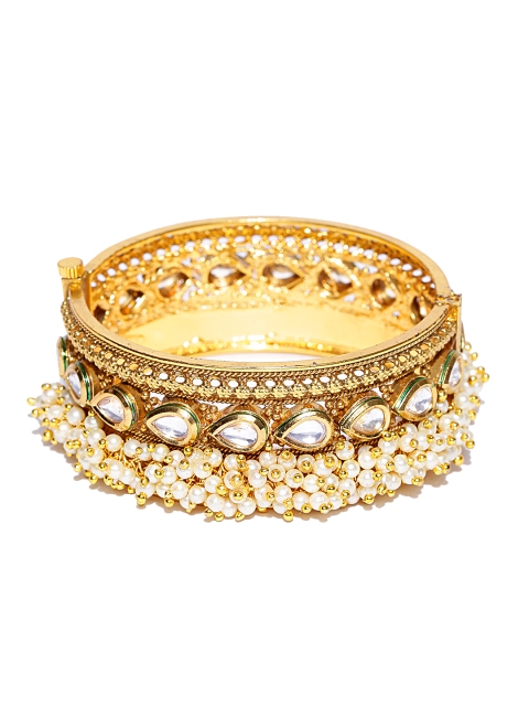 

Priyaasi Off-White Gold-Plated Beaded Handcrafted Cuff Bracelet